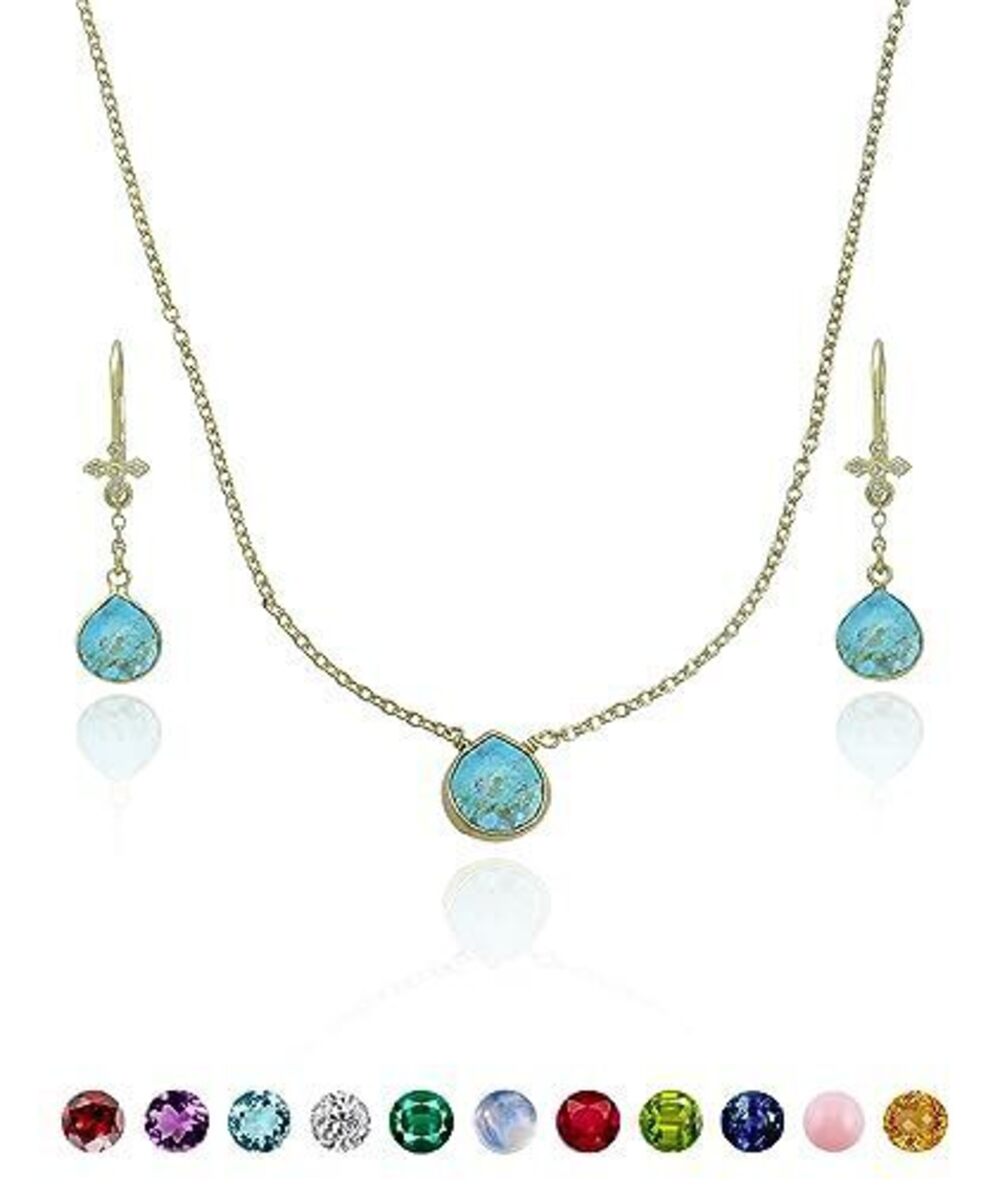 4140 Turquoise Necklace - Authentic 925 Sterling Silver Necklace 18K Gold
